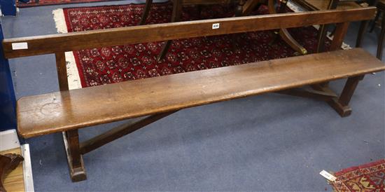 An oak school bench 181 x 148 x 100cm